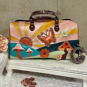NWT Dolls Kill Sunshine Boho Butterfly 70's Hippie Festival Weekender Duffle Bag